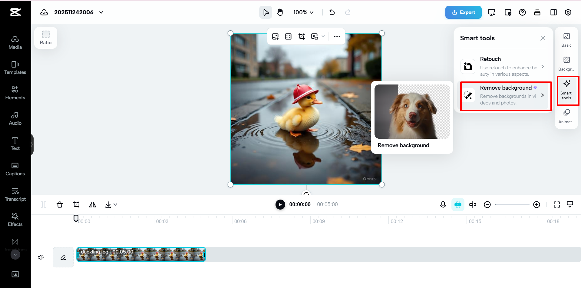 Remove video background using CapCut