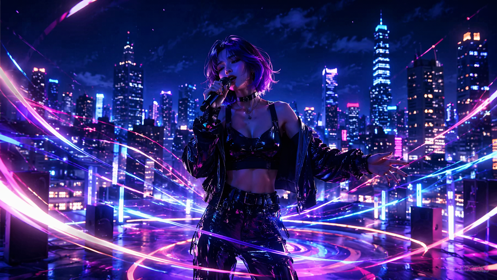 Dreamina AI Music Video Maker Prompt Beispiel 4: Cyber-Tanzsequenz