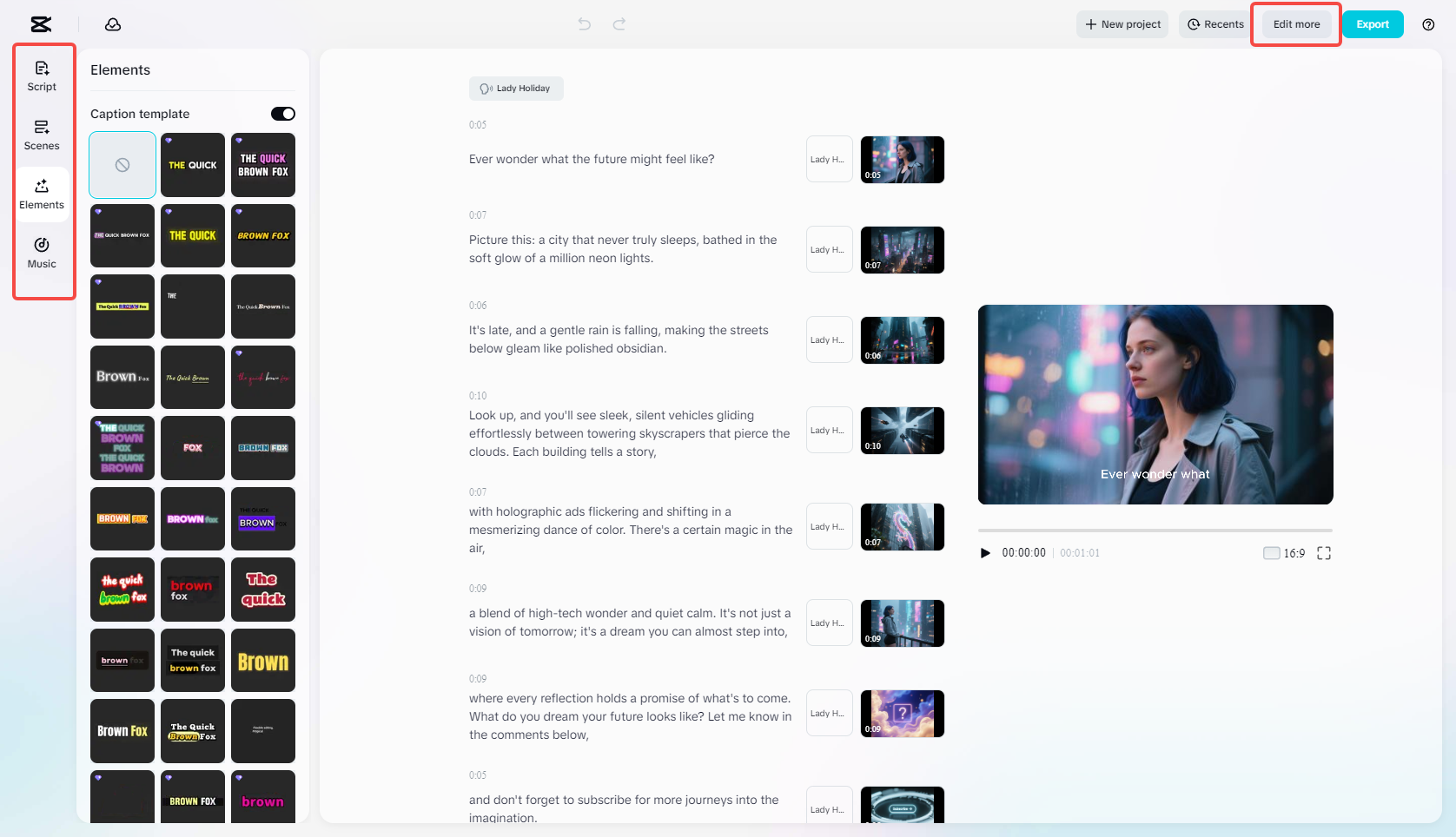 Edit the generated video
