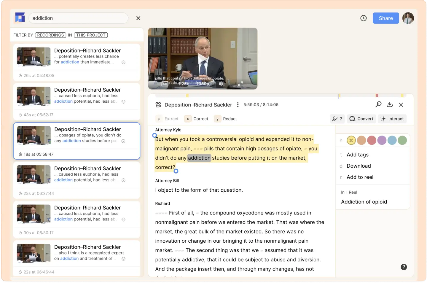 Reduct.Video interface