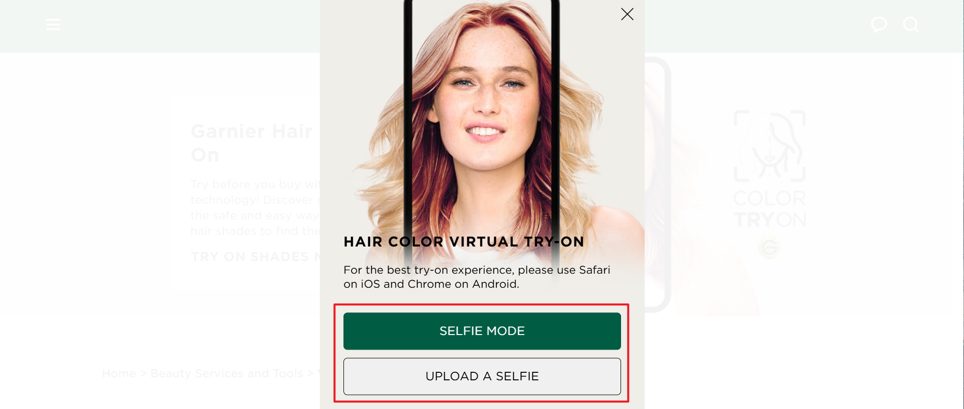 Prova virtualmente colori di capelli.
