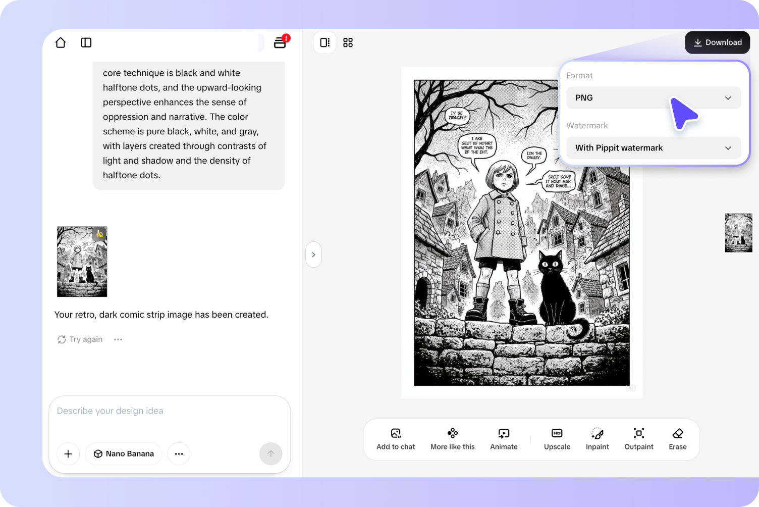 Edit and download AI generated manga art