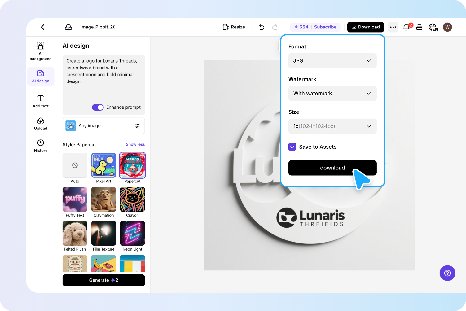 Edit and export the photo