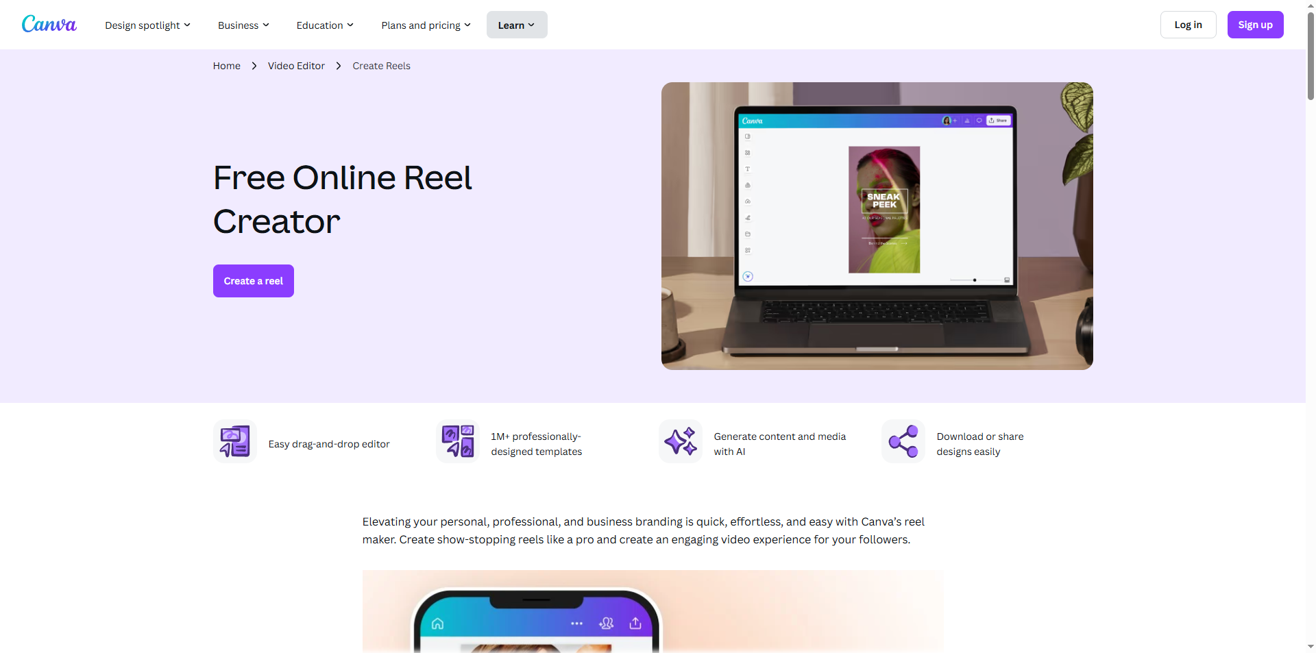 Canva's interface