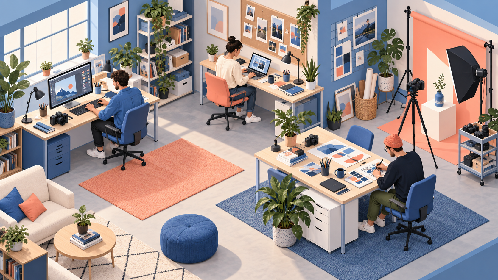 AI isometric illustration prompts: Creative Studio Cutaway