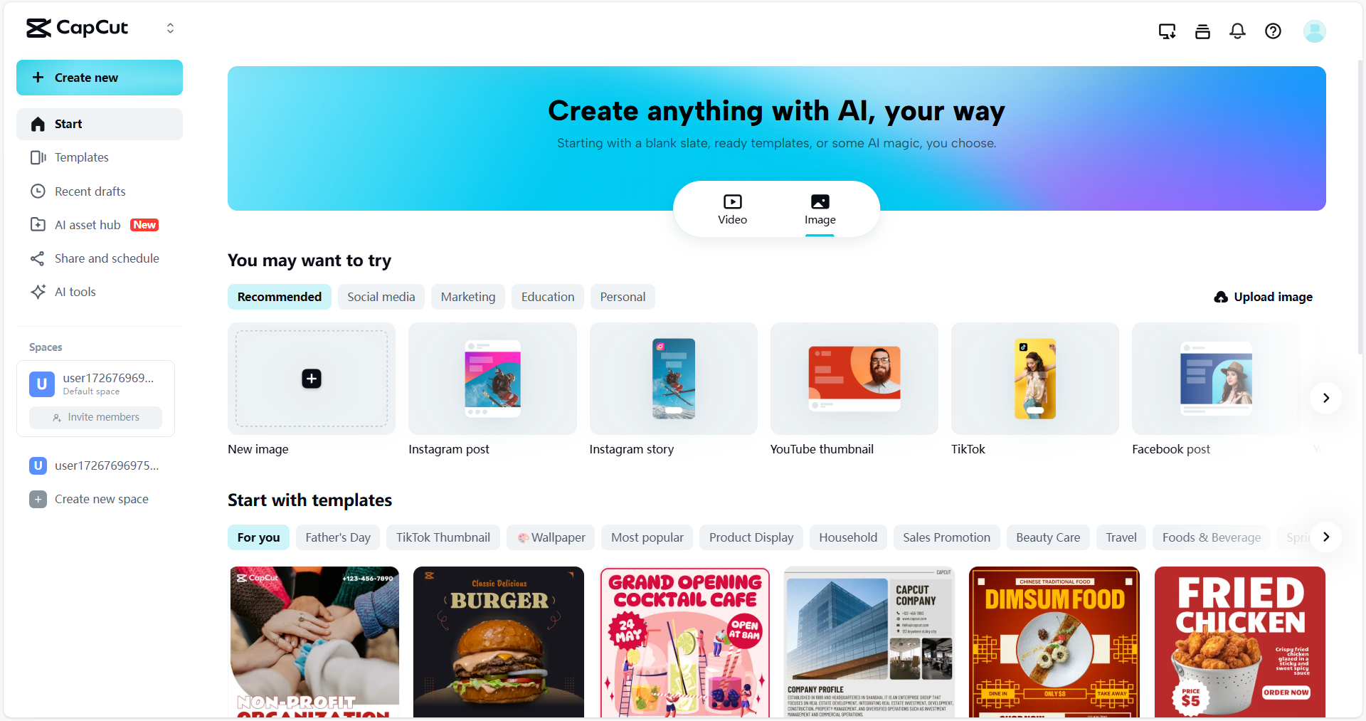 CapCut Web interface