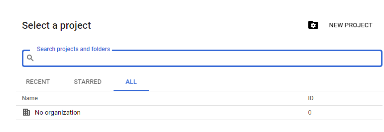 Creating a new project in the Google Developers Console