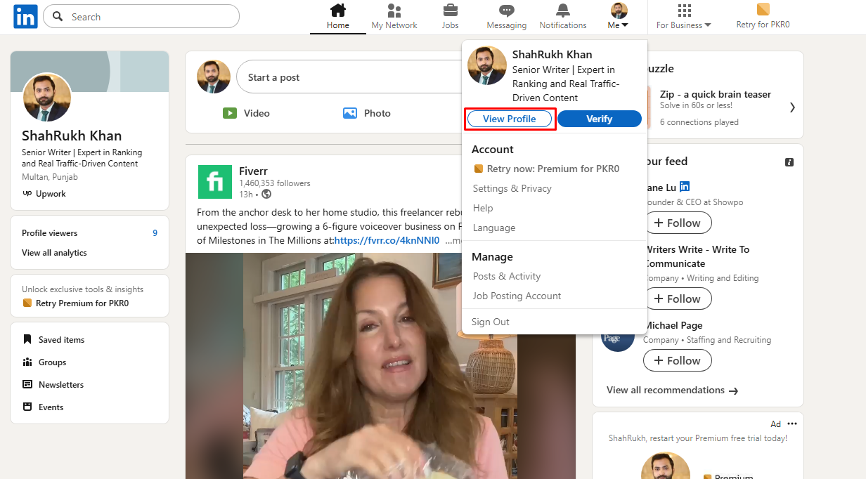Zugriff auf Ihr Profil