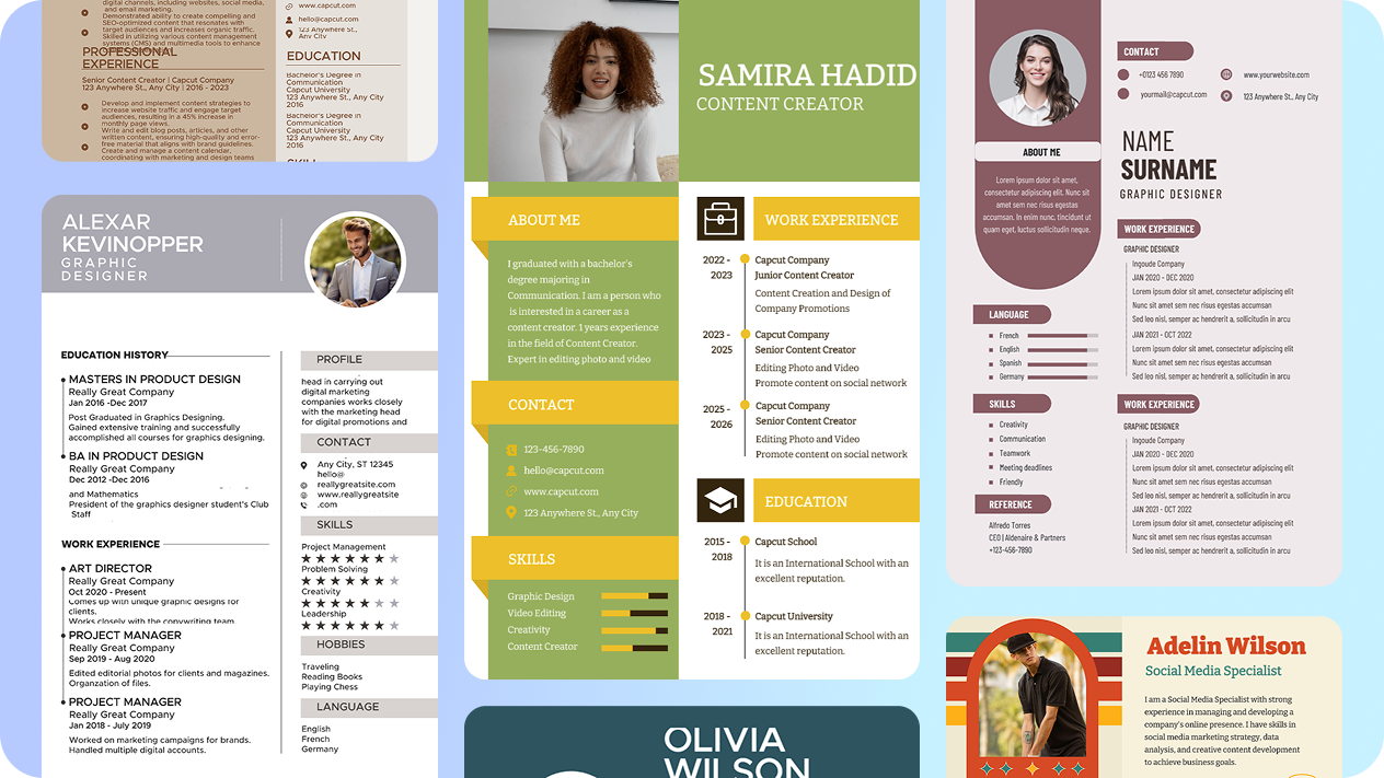 Custom templates for resume design