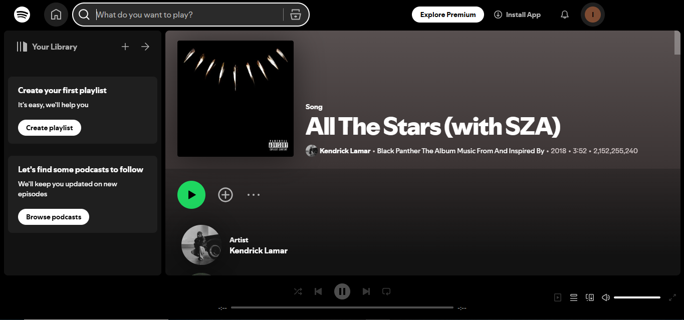 Cover of All The Stars – a fan-favorite on Spotify most streamed songs today