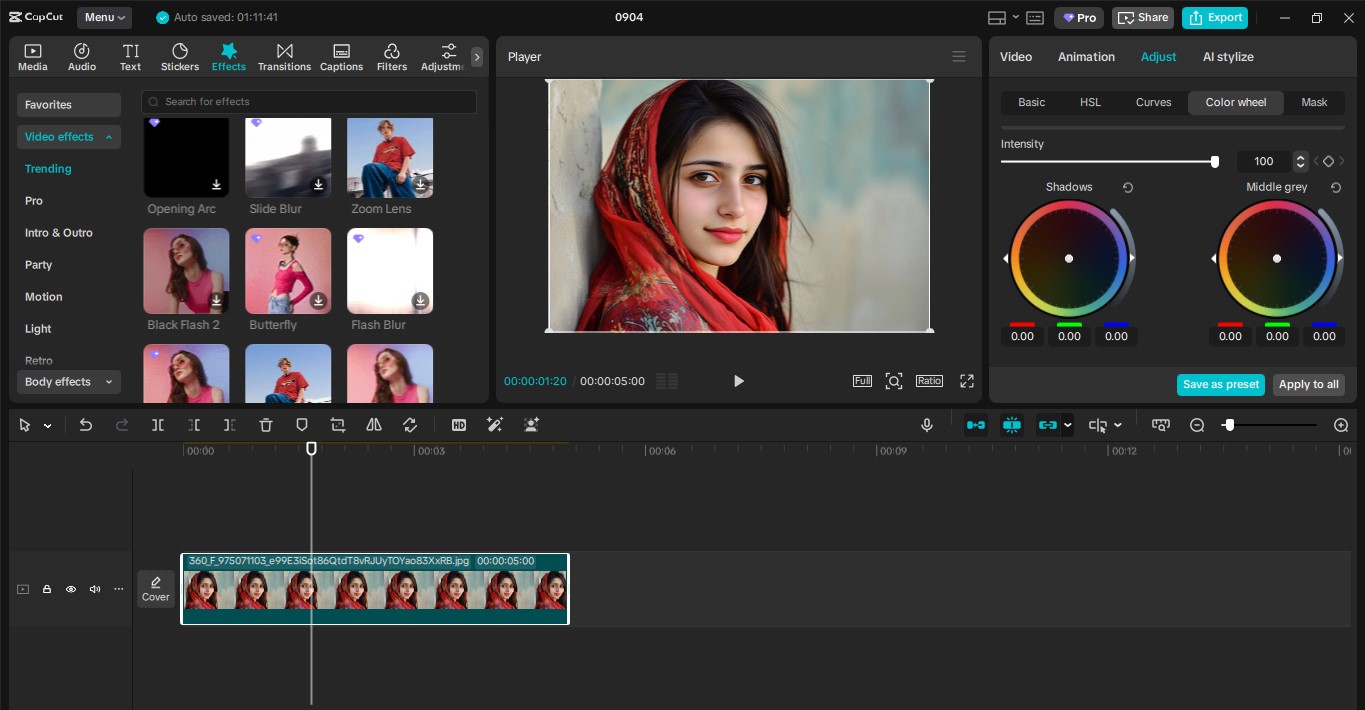 Interface of CapCut desktop video editor - Best photo color editor software