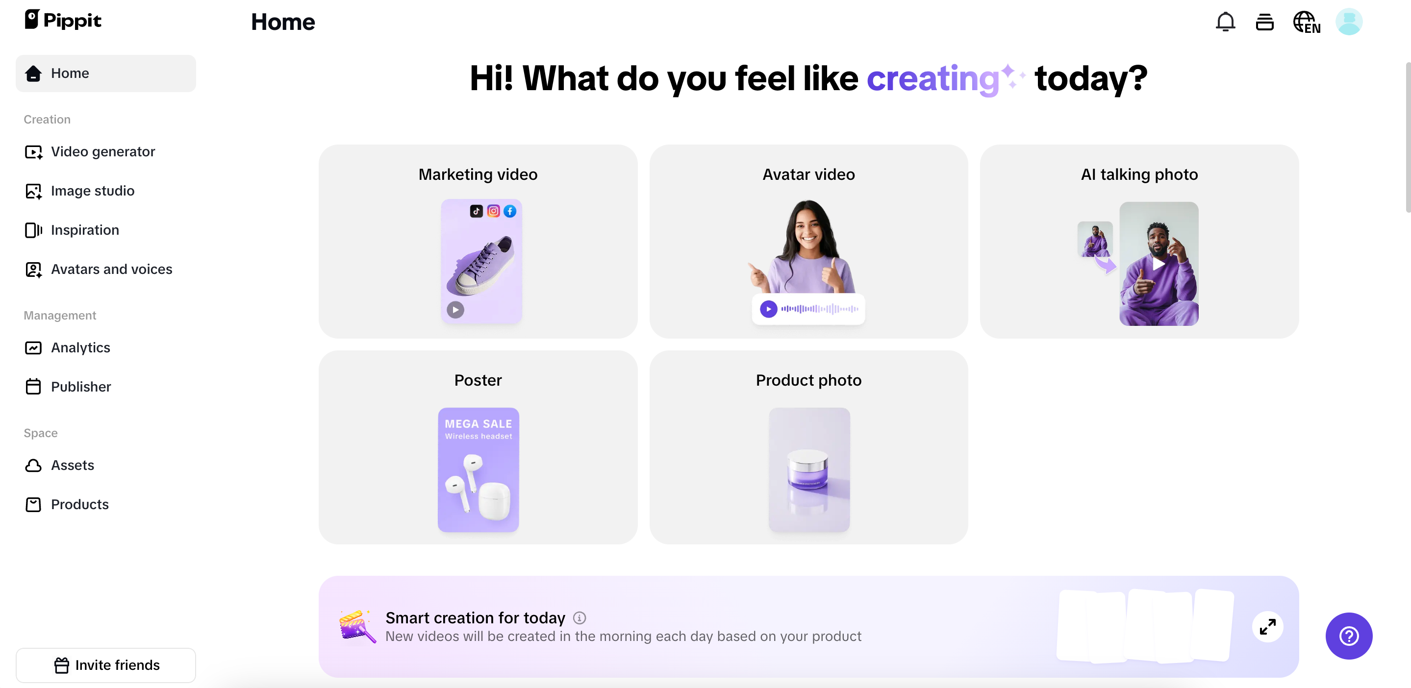 Pippit's interface