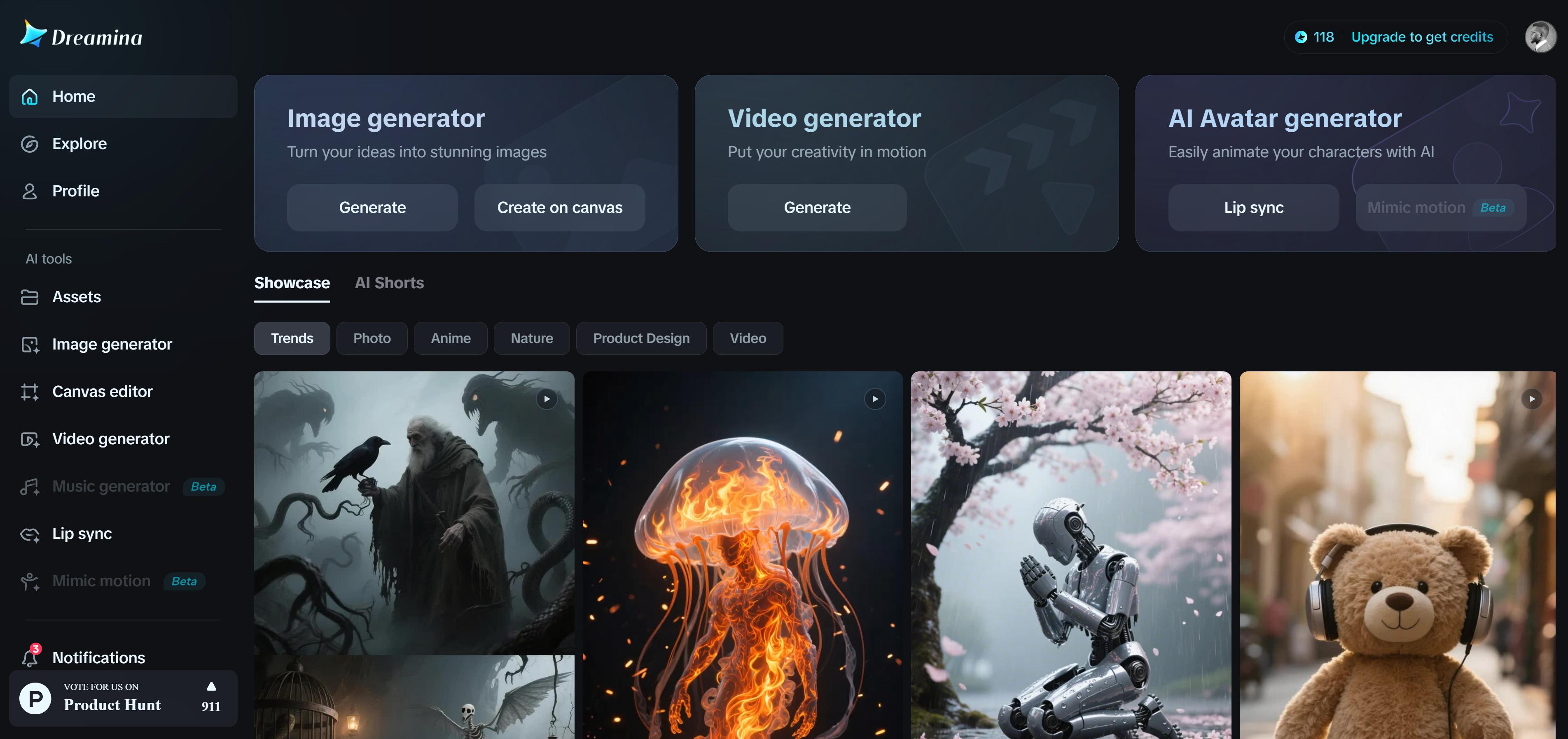 Dreamina homepage