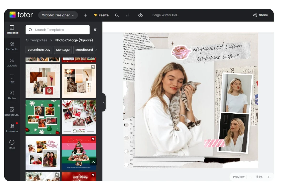 Fotor - an advanced tool to create a  photo montage poster