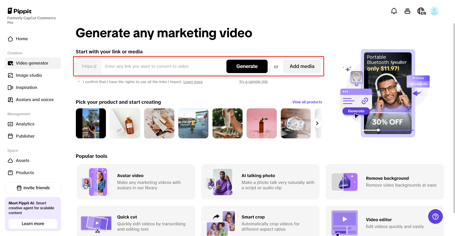 Pippit video generator