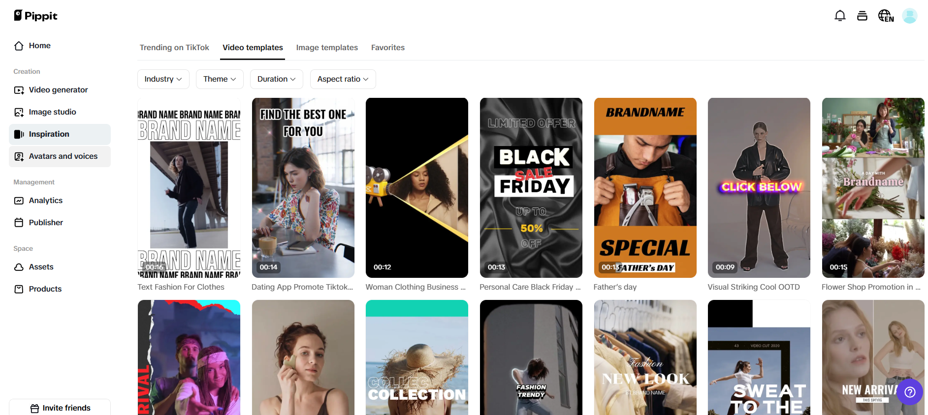 Various templates and asset library