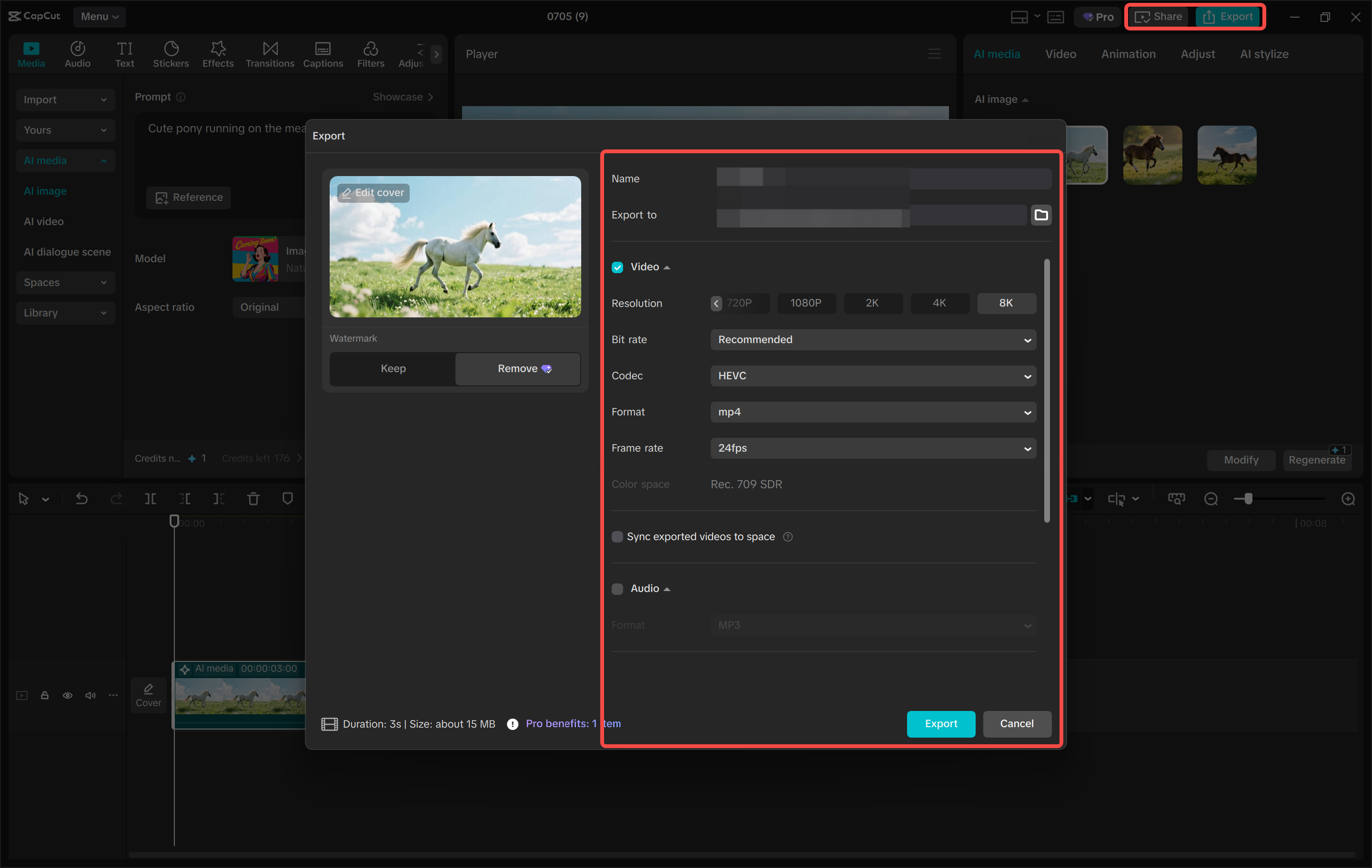 Exporting a video from the CapCut desktop video editor