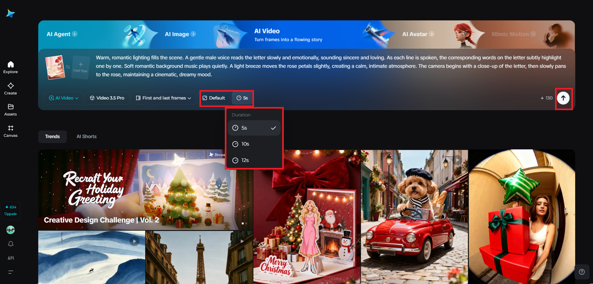 Set video duration and generate