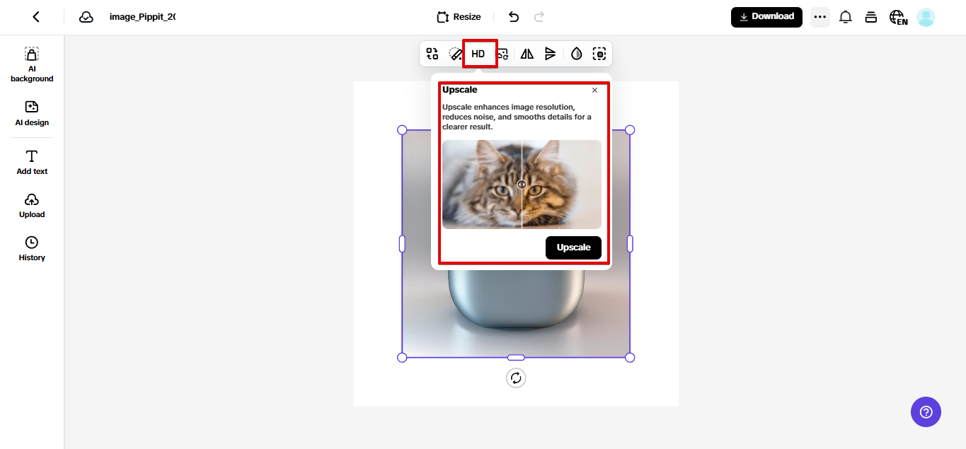 Upscale image tool