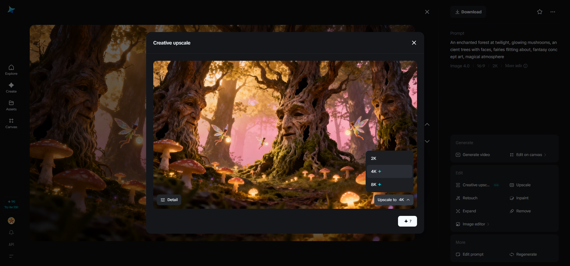 Tính năng cao cấp sáng tạo trong Dreamina