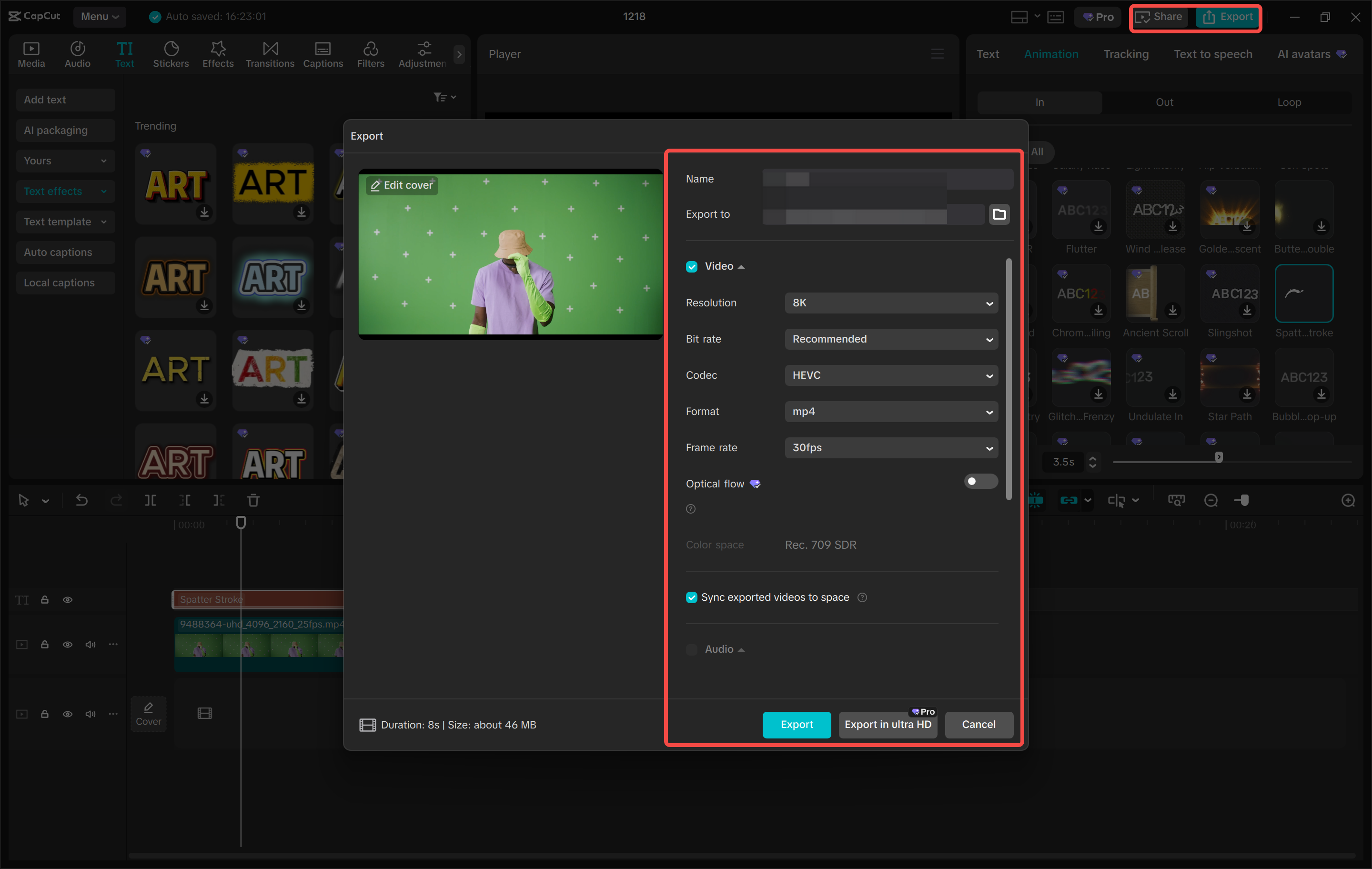 Exporting a video from the CapCut desktop video editor