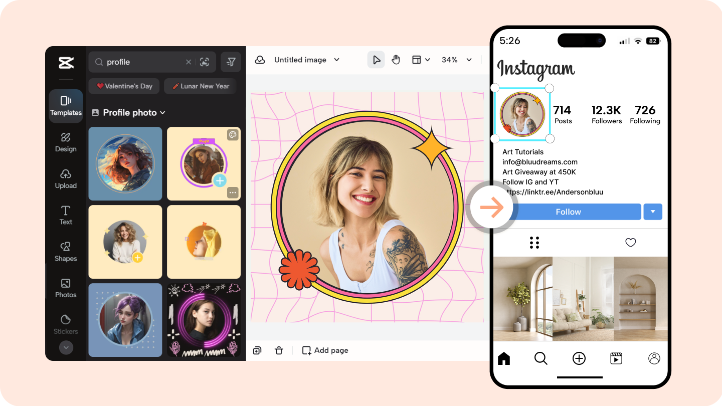 edit profile for instagram