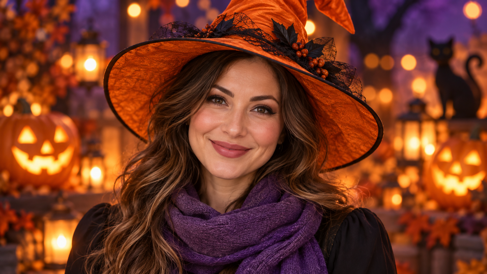 a centered Halloween portrait designed for a circular profile crop