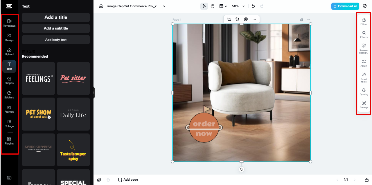 editing product image in Pippit
