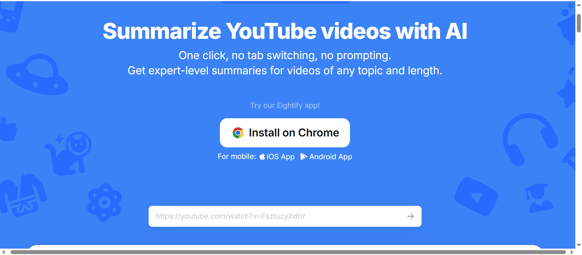 Schnittstelle von Noiz - einem leistungsstarken YouTube-Videozusammenfasser