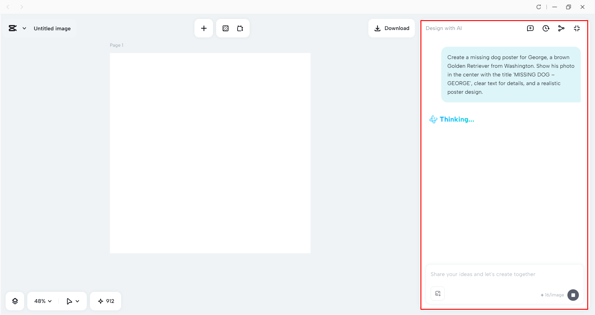 Generating an animal missing poster with CapCut
