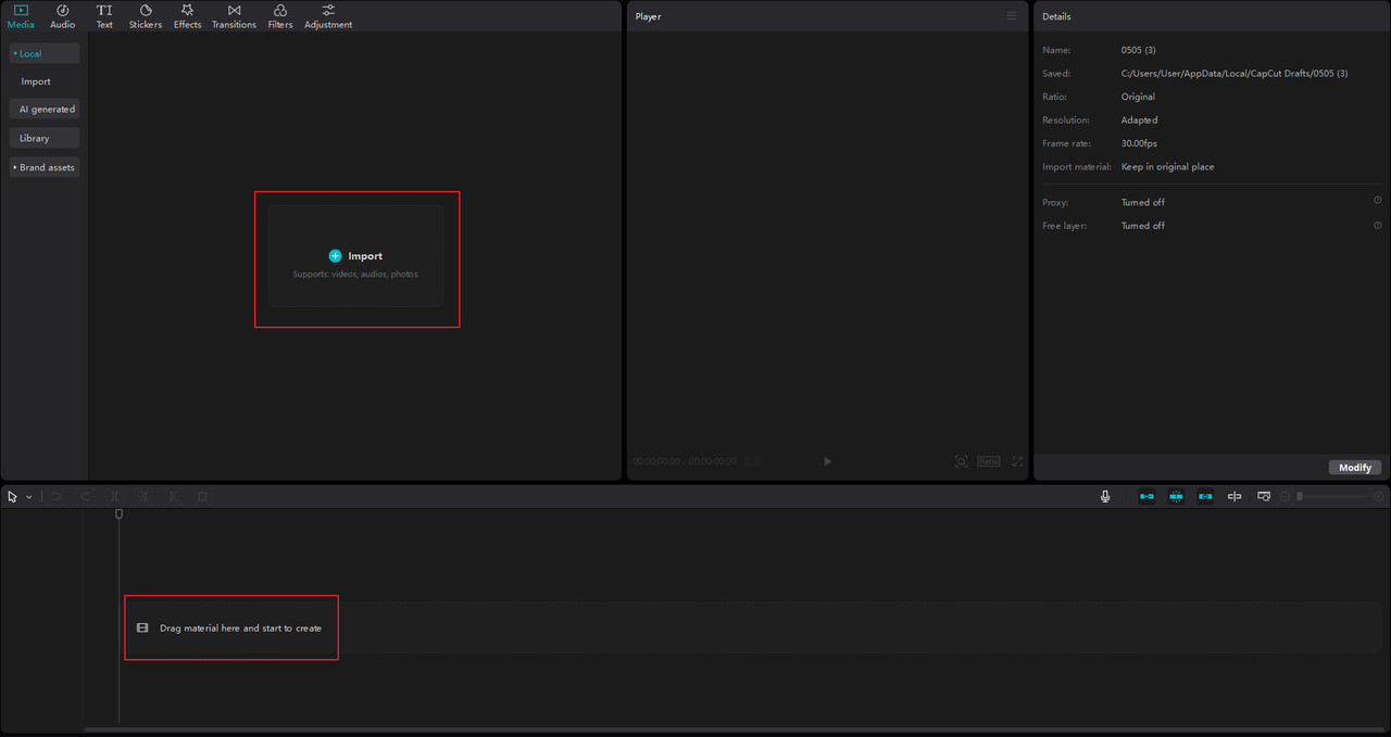 Importing media and how to do velocity in CapCut