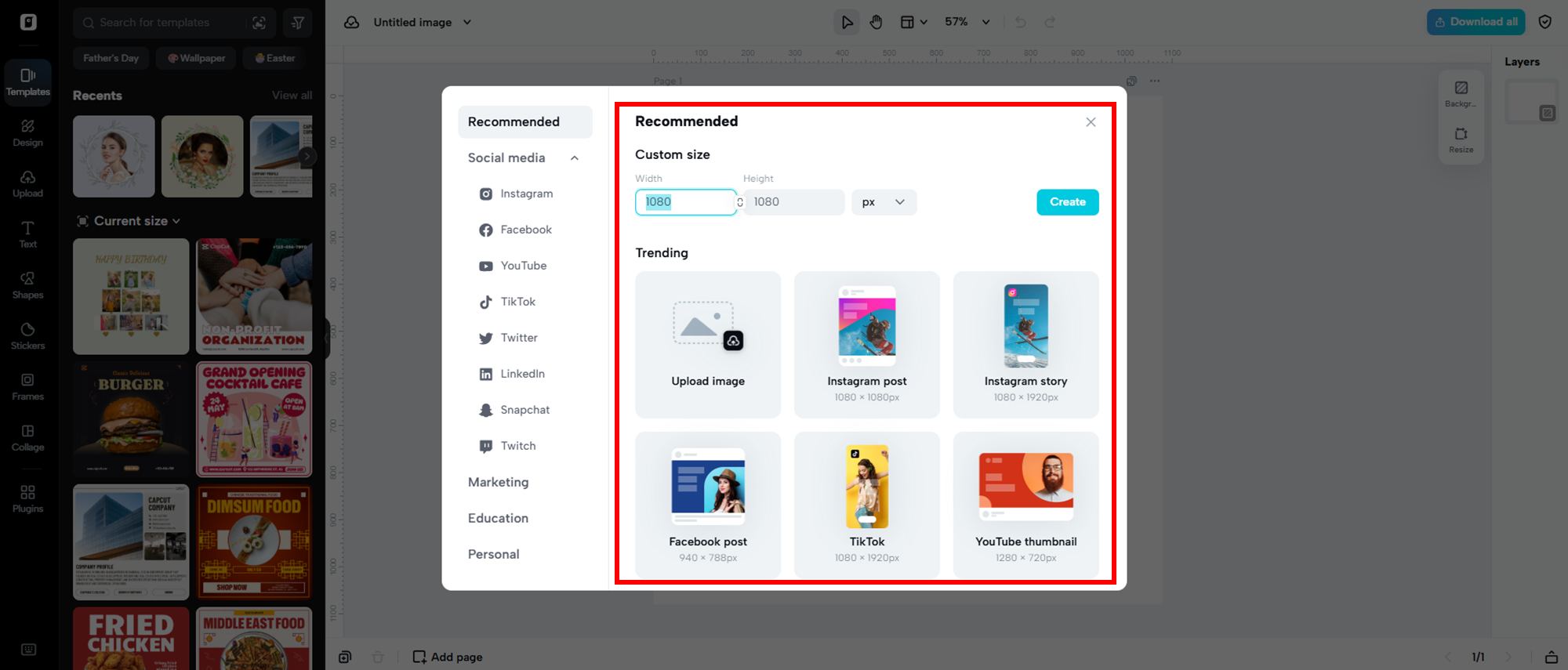 Optimize image dimensions for social platforms