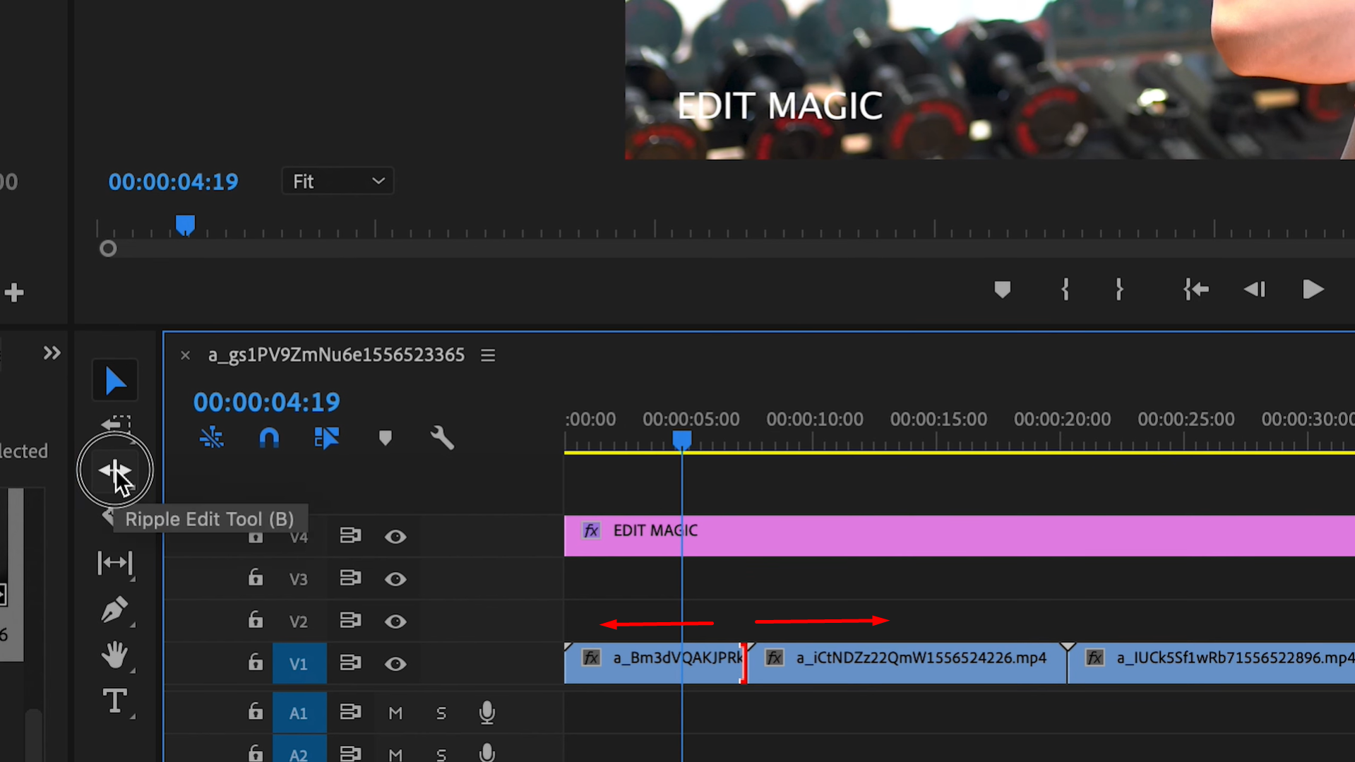 Adjusting clip length in Premiere Pro