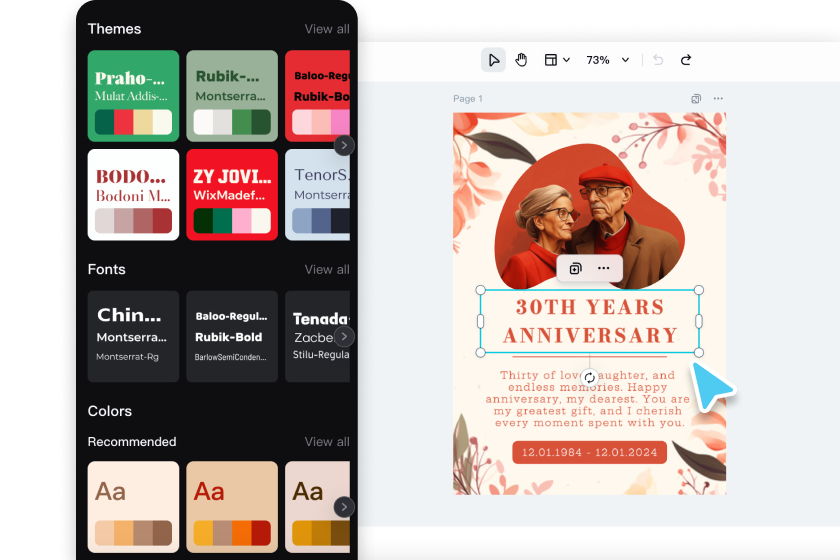 Muat naik media dan sesuaikan kad anda
