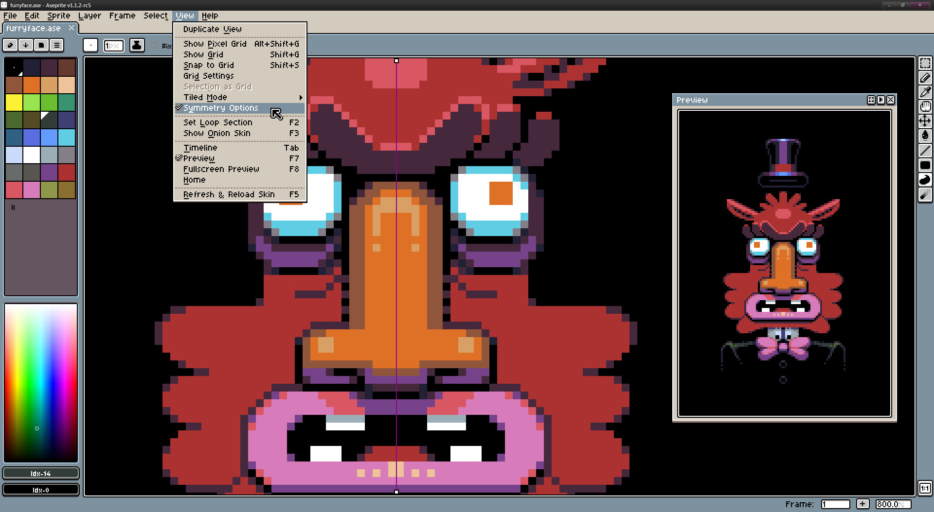 Interface of Aseprite - the most liked pixel art software