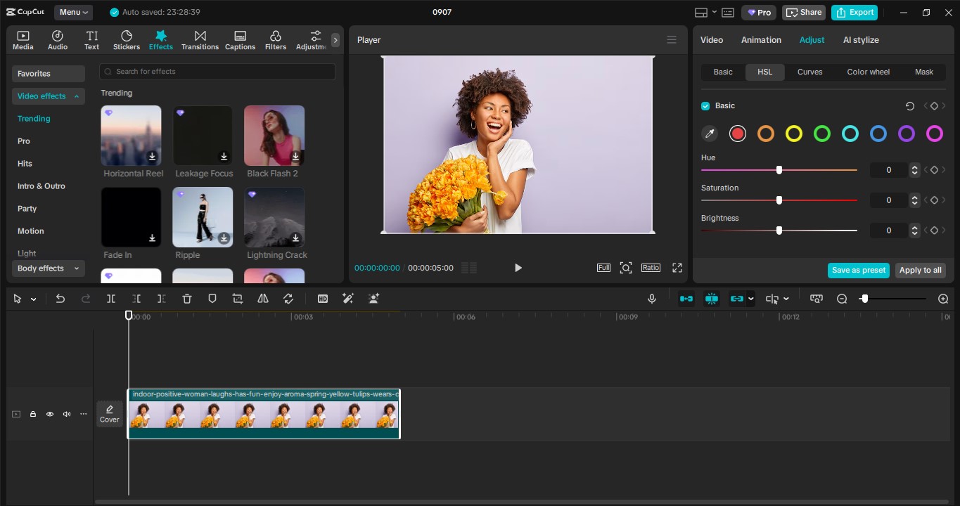 Interface of the CapCut desktop video editor
