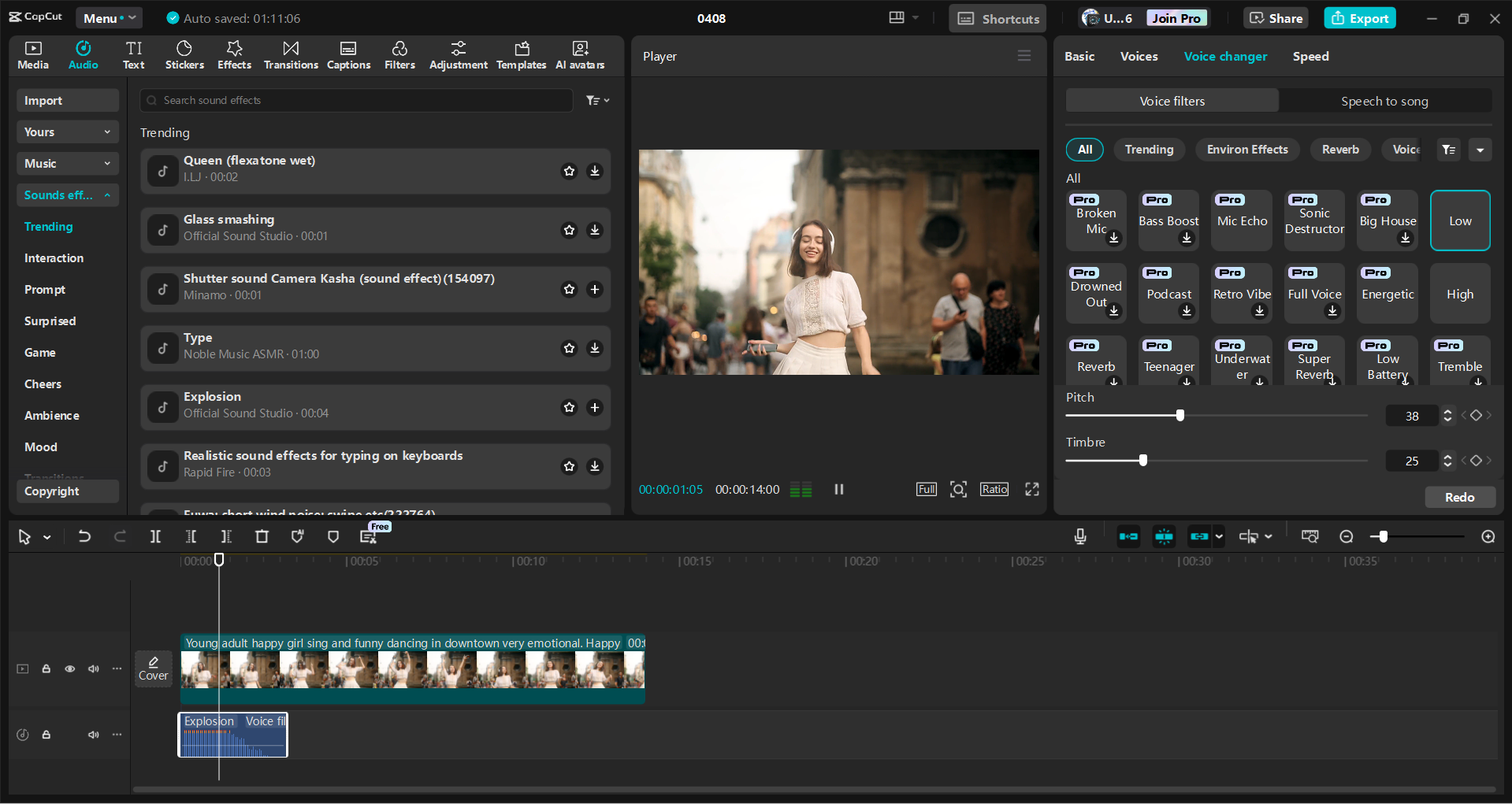 Antarmuka editor video desktop CapCut - cara intuitif untuk mengedit video musik untuk YouTube