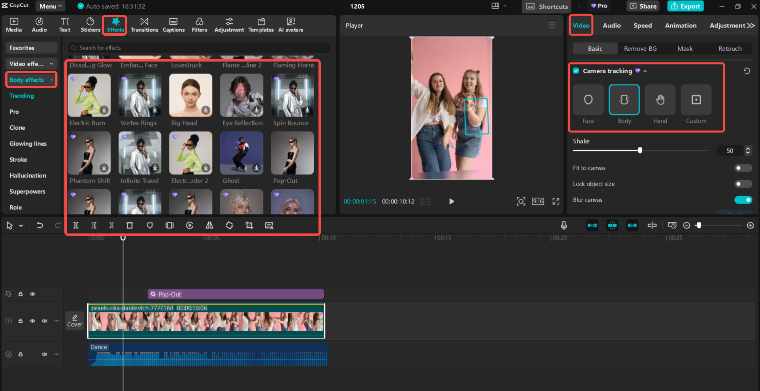 Edit the TikTok dance video