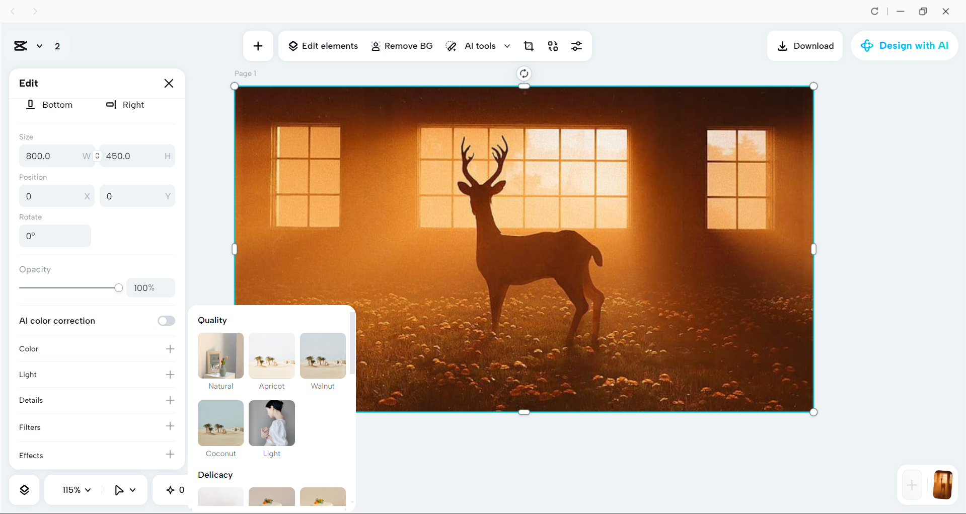 Interface of the CapCut desktop video editor - a tool to edit images on PC