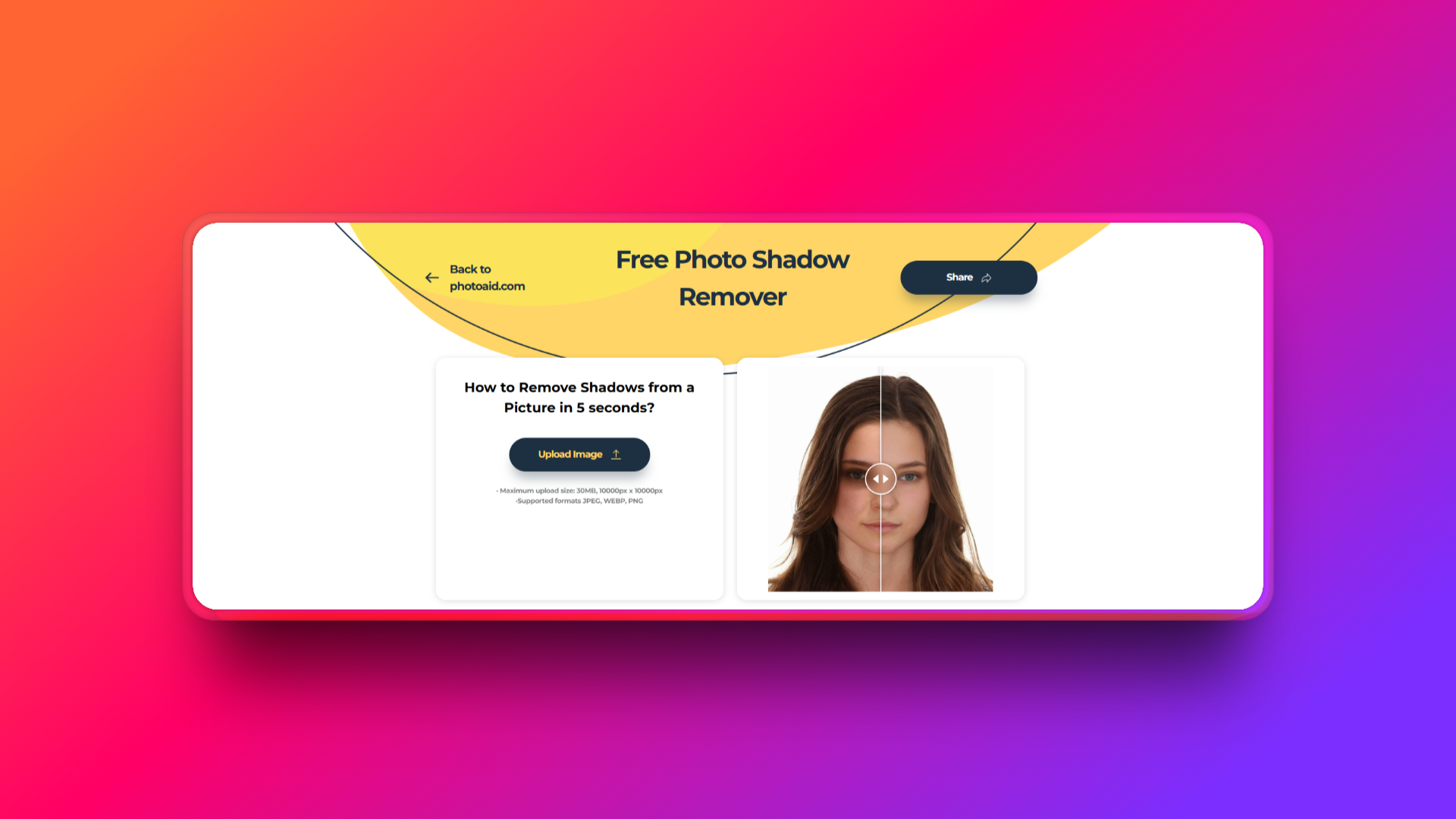 PhotoAiD's AI shadow remover