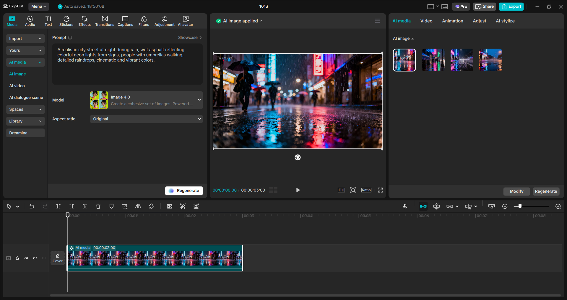 Interface of the CapCut desktop video editor - a better tool for AI image generation