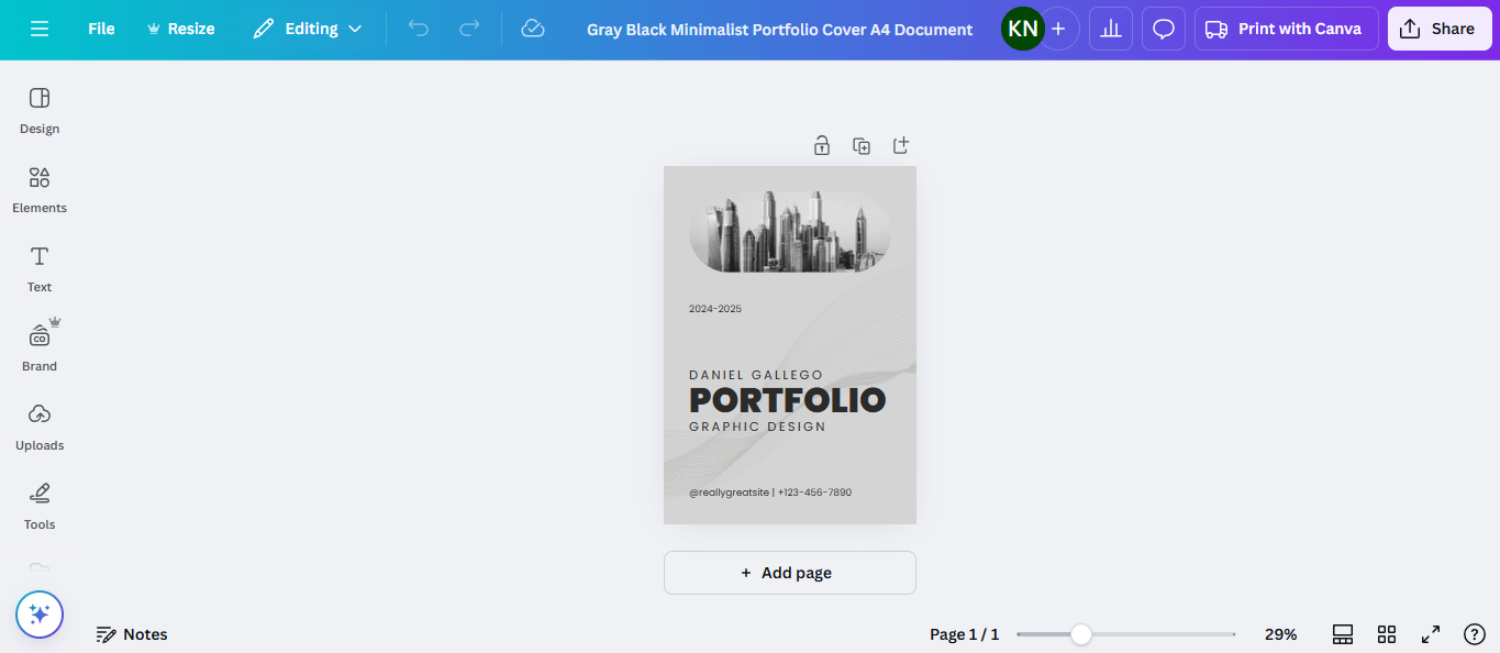 Canva interface
