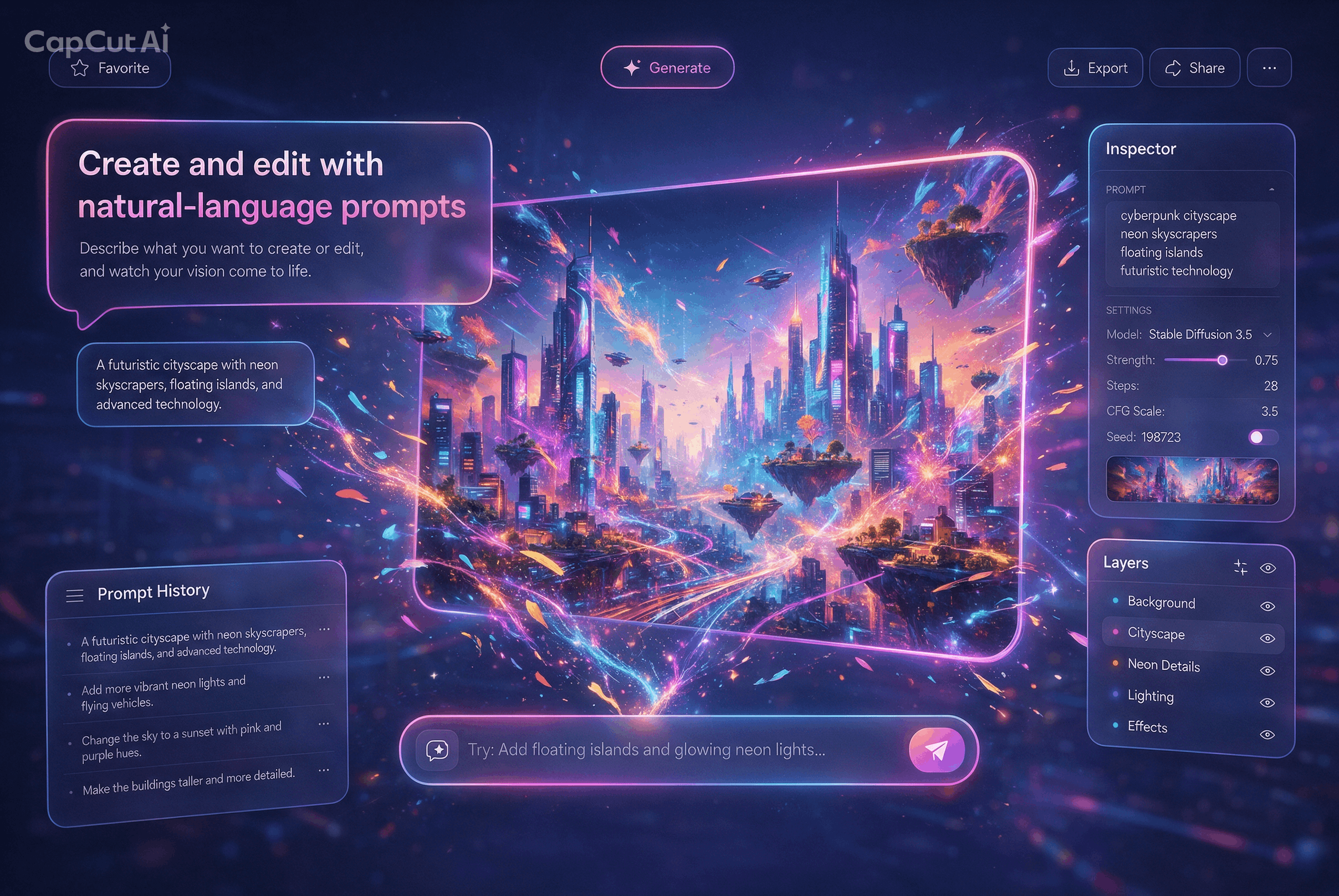Create and edit with natural-language prompts