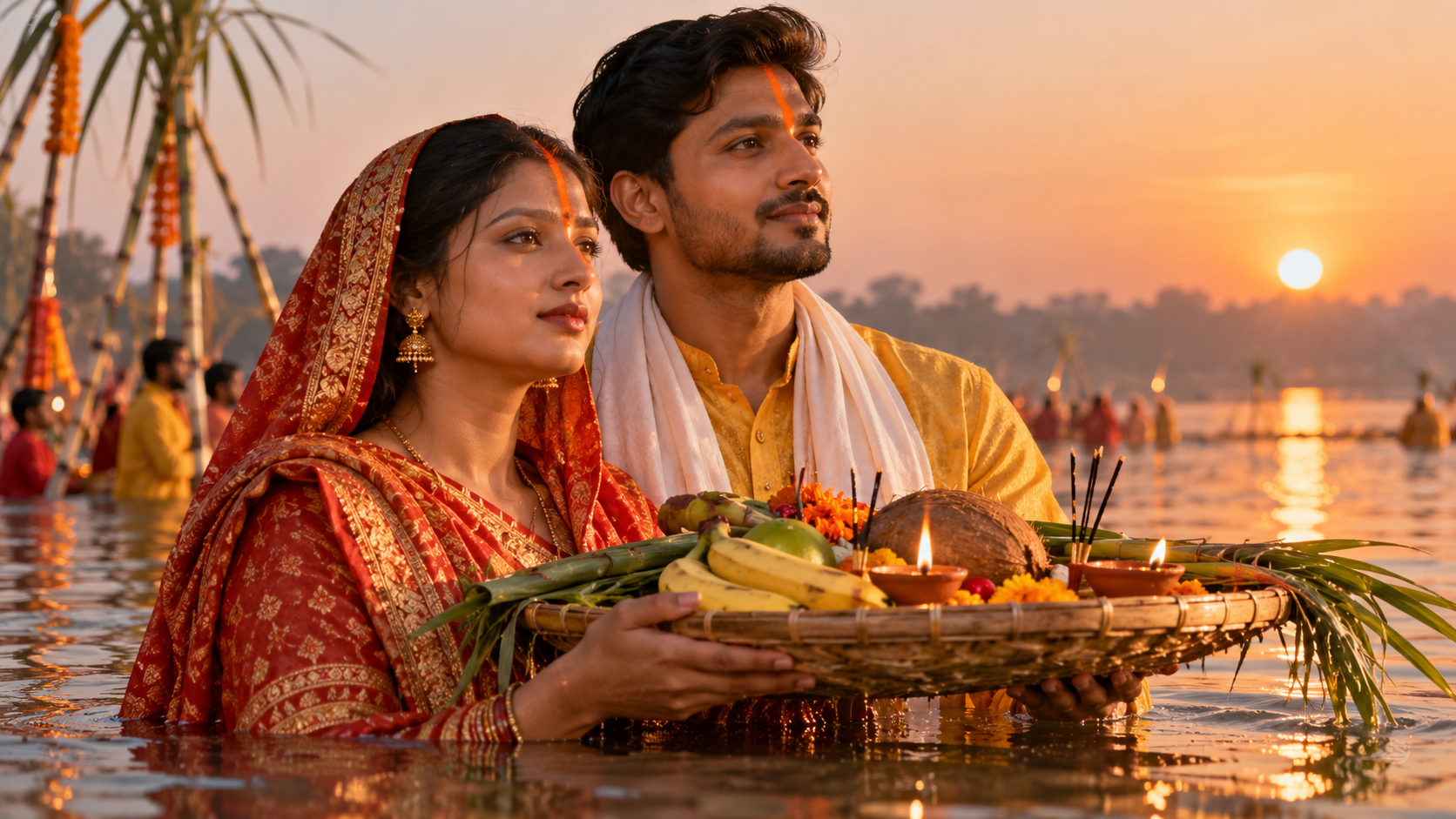 Social-Ready Chhath Puja Couple Prompts Terminar exemplo para chhath puja casal prompts