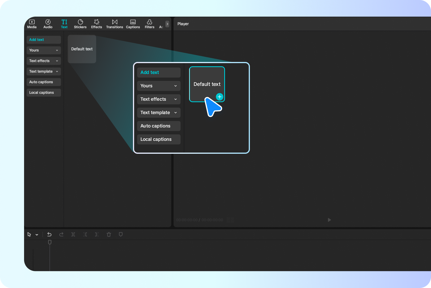 Opening text-to-speech tool in CapCut desktop video editor