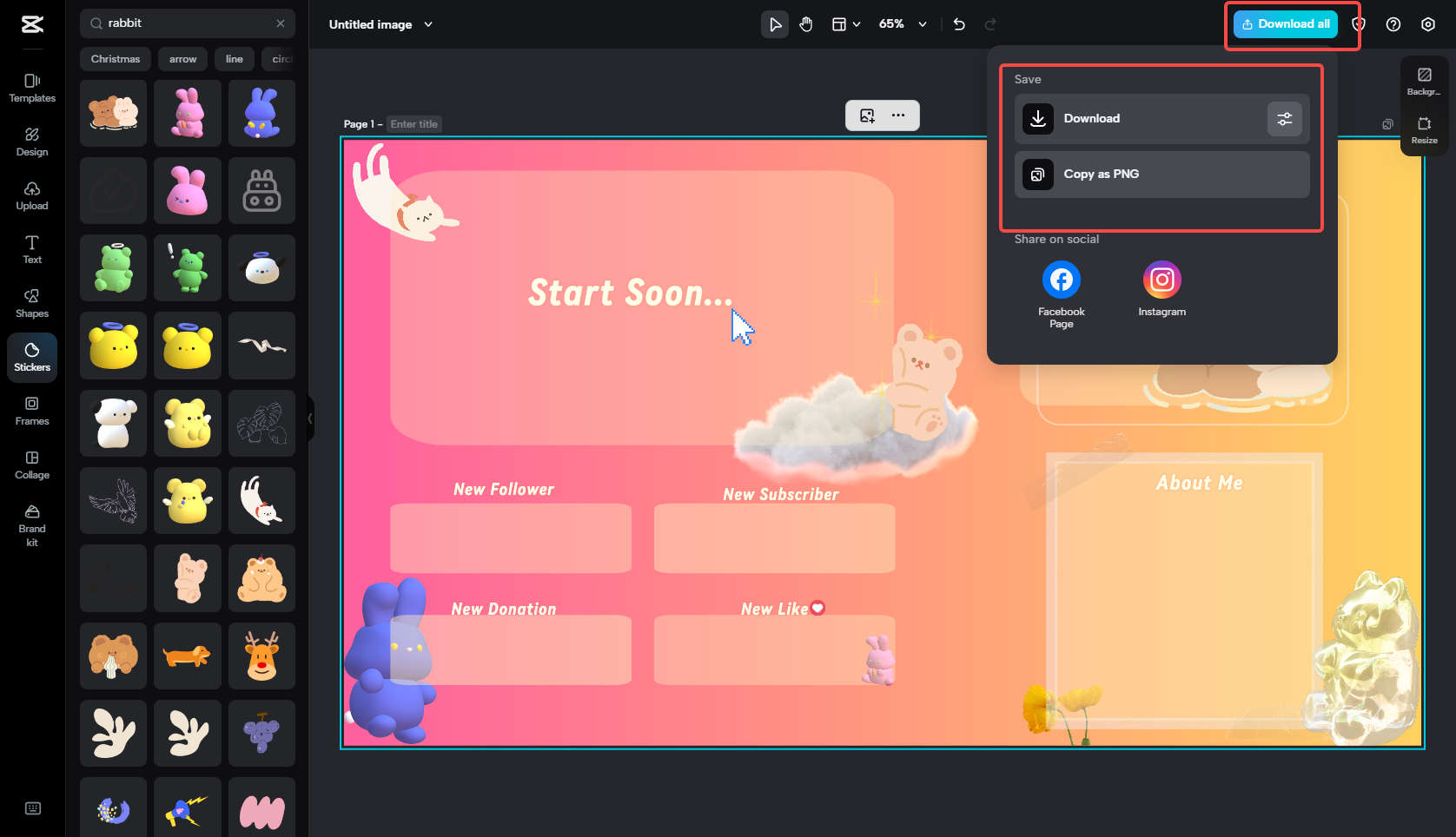Export the Twitch overlay in CapCut