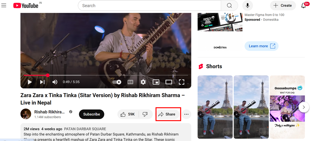 Copy the YouTube video Link