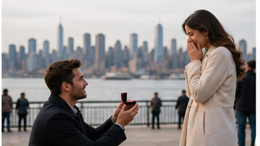 New York Tower Couple Photo Prompt exemple 2