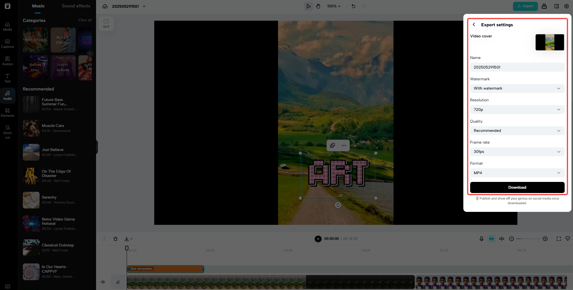 Export & share to social platforms