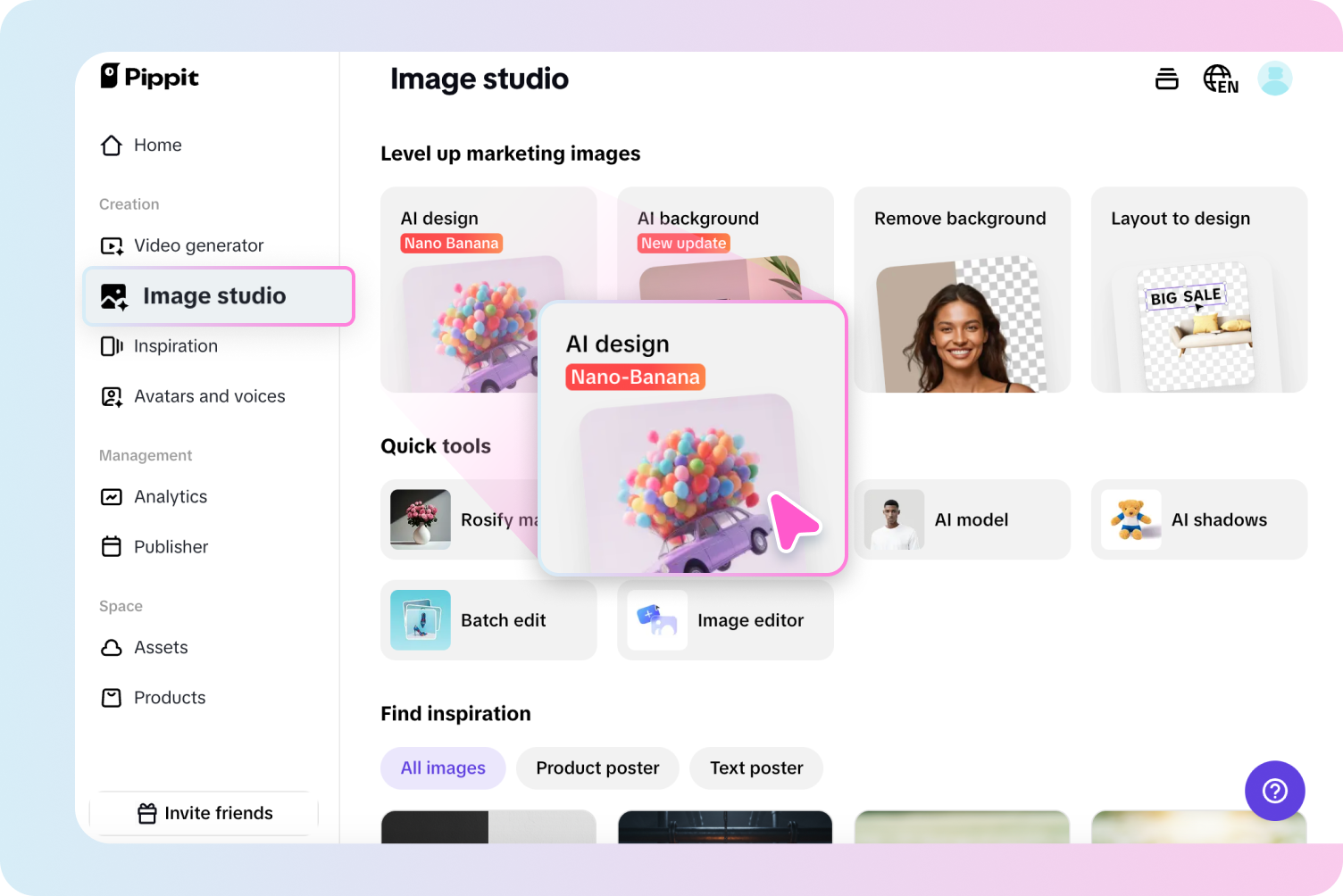 Navigate to Image studio